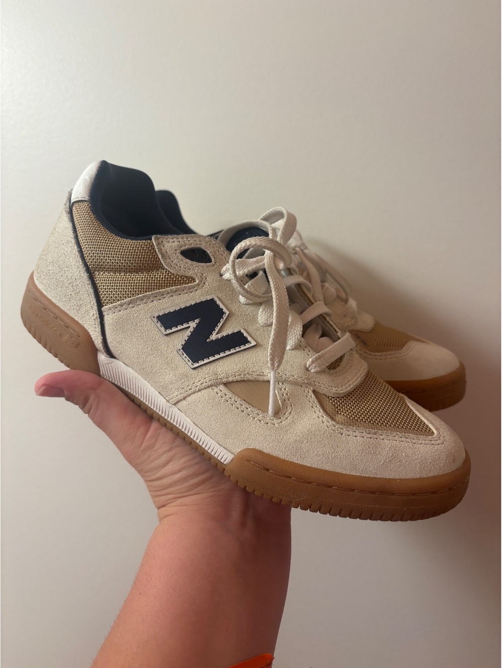 New Balance Tom Knox 600 Men's Athletic Sneakers - Beige and Gum Sole M 7.5/W 9